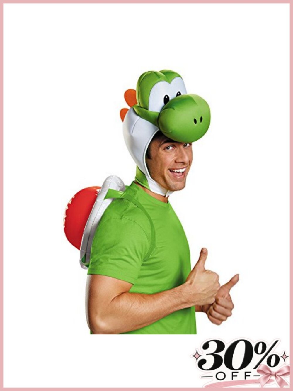 Disguise Men's Yoshi Costume Accessory Kit Inflatable Shell Headpiece Adult